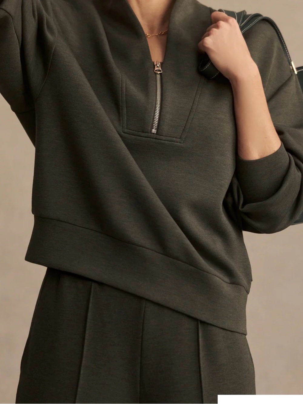 Varley Olive Green Half-Zip Sweatshirt